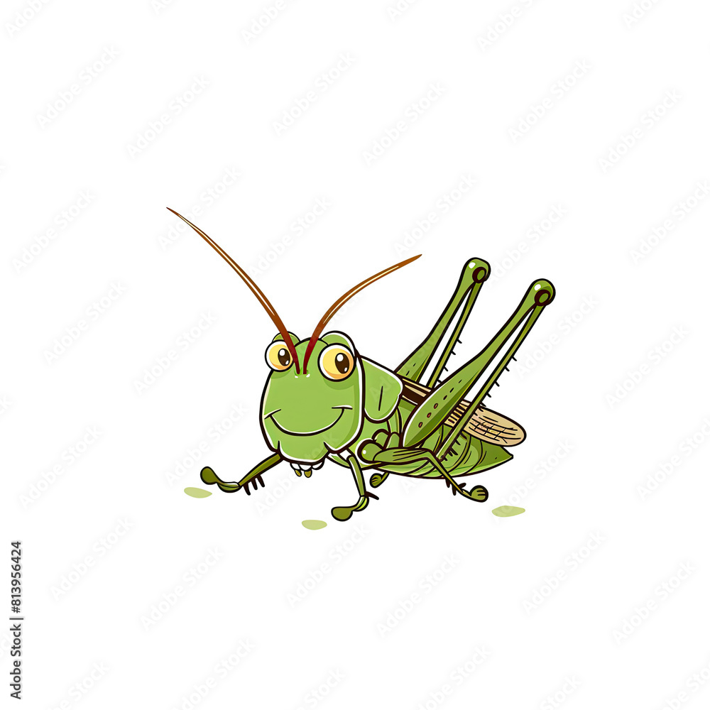 A Cute Cartoon Depiction Of A Grasshopper, Cartoon Illustration A Cute Cartoon Depiction Of A Grasshopper, Cartoon Illustration