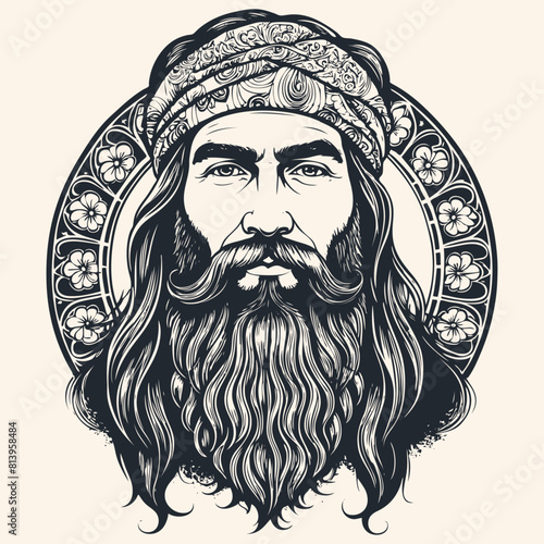 Hippie man, Vector illustration photo