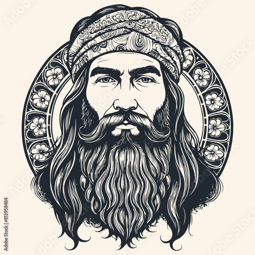 Hippie man, Vector illustration