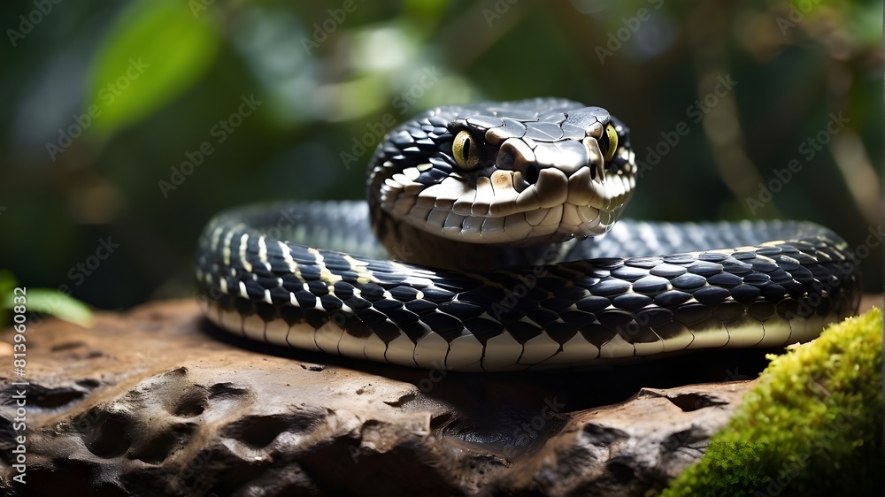 A sleek and powerful snake, its scales shimmering in the sunlight, its size making it a formidable predator in its habitat. A sleek and powerful snake, its scales shimmering in the sunlight, its size making it a formidable predator in its habitat.