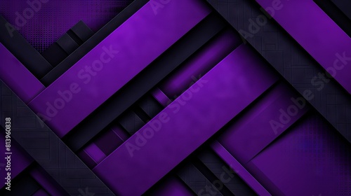  An abstract image featuring a dark purple and black backdrop with squares and rectangles placed centrally  and a diagonally patterned design running through the middle