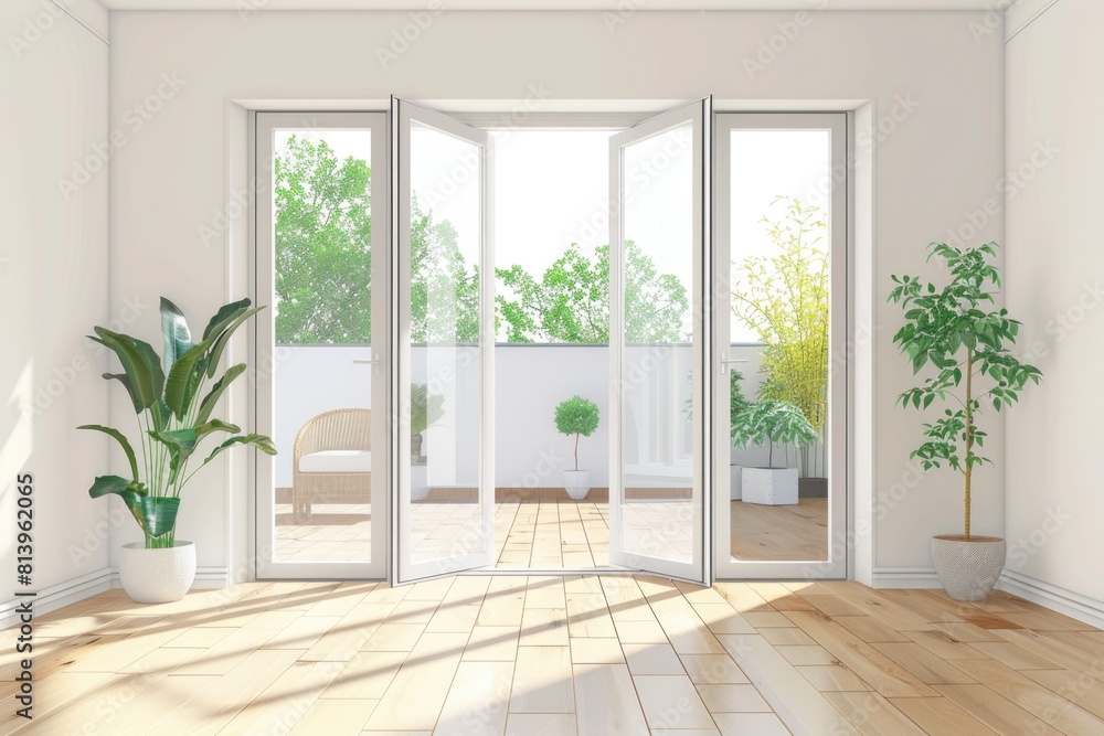 A spacious living room with a large sliding glass door, perfect for interior design projects A spacious living room with a large sliding glass door, perfect for interior design projects