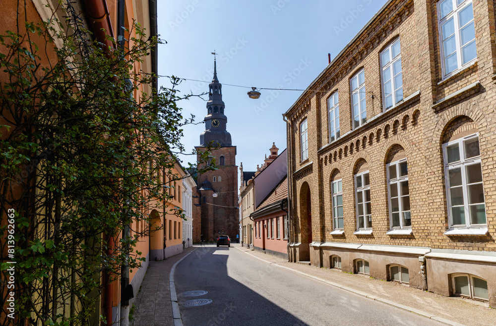 Obraz premium Narrow streets of the old town with colorful houses.