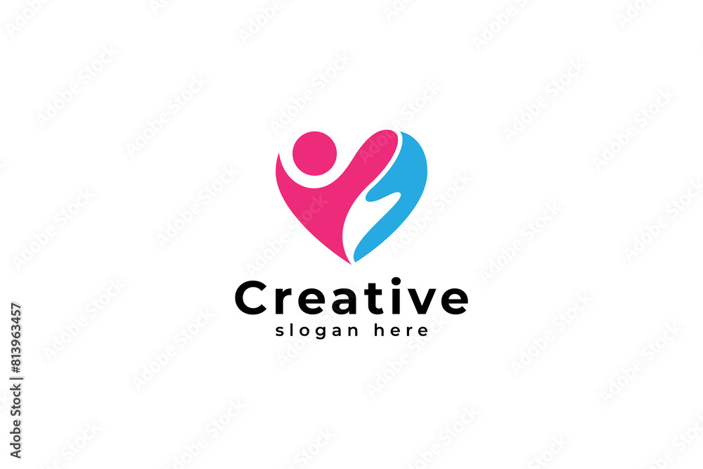 love people care logo in flat template vector design style love people care logo in flat template vector design style