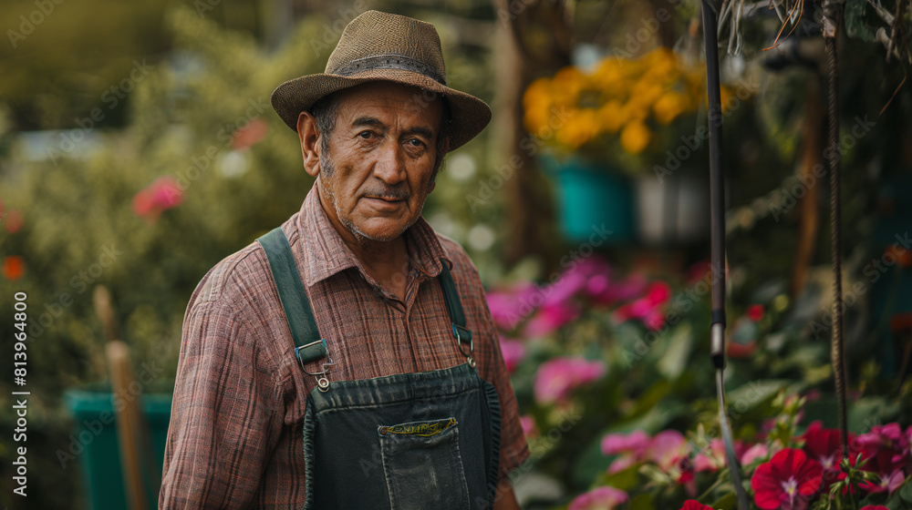 Seasoned Gardener with a Lifetime of Experience Amidst Lush Flowers