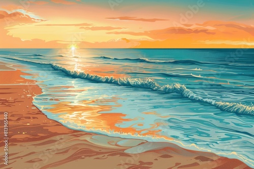 Beautiful sunset painting over the ocean  ideal for home decor or travel websites