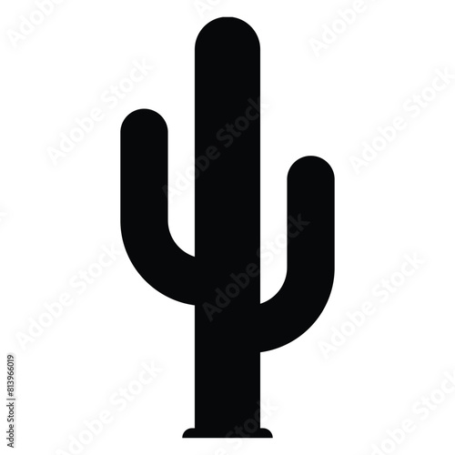Cactus vector icon. Black silhouette. Logo symbol desert flower botanica plant garden summer tropical illustration doodle.