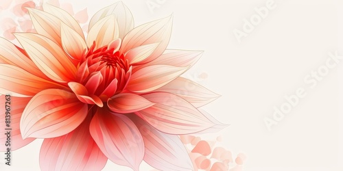 Soft focus of a pink dahlia flower with petals falling on a white background.