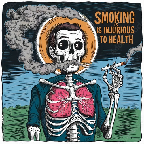 2d illustration smoking is injurious health
