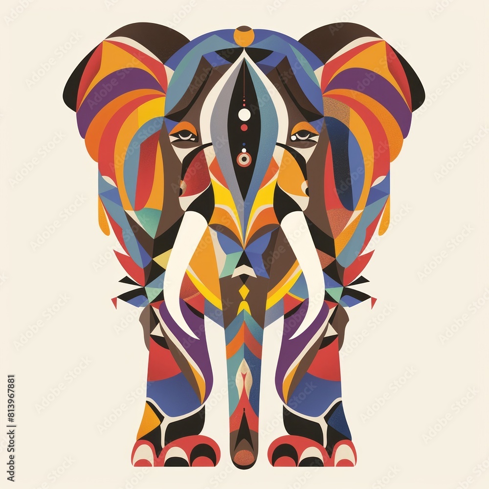 Obraz premium Modern Geometric Elephant Art