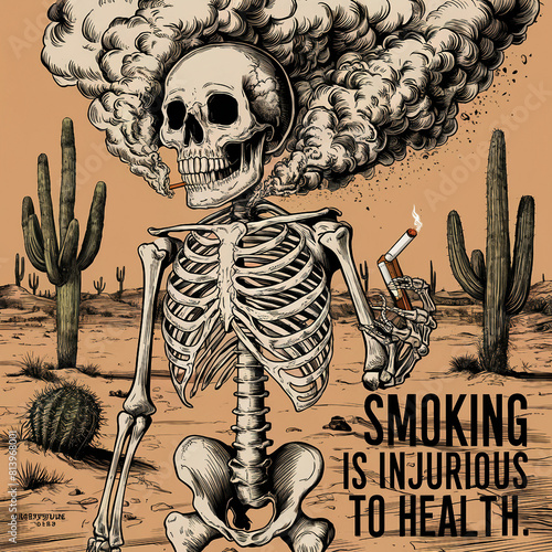 2d illustration smoking is injurious health
