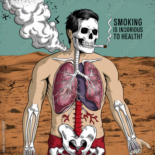 2d illustration smoking is injurious health
