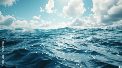 A serene image of a large body of water with clouds in the sky. Perfect for nature-themed projects