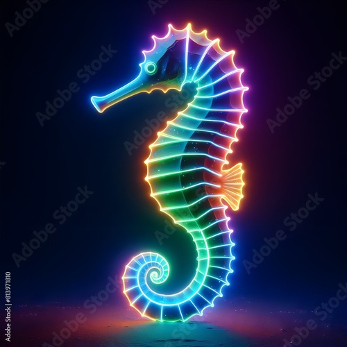 Seahorse. Vector illustration of a sea horse on a dark background.