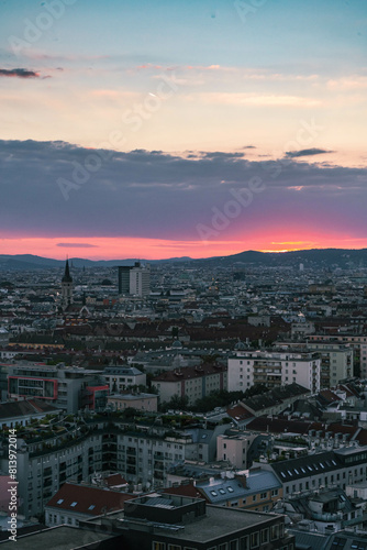 panoramic view of the city vienna the capital of Austria at sunset