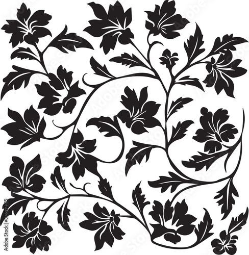 Wallpaper Mural Beautiful Flowers Black silhouette on white background  Torontodigital.ca