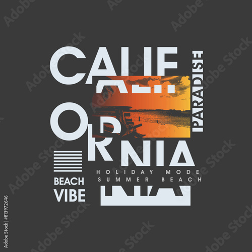 California paradise beach vibe typography summer graphic design poster