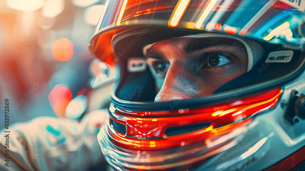 Professional Racing Driver Ready for High Speed Race, Exuding Determination and Skill in Photo Realistic Concept on Adobe Stock Professional Racing Driver Ready for High Speed Race, Exuding Determination and Skill in Photo Realistic Concept on Adobe Stock