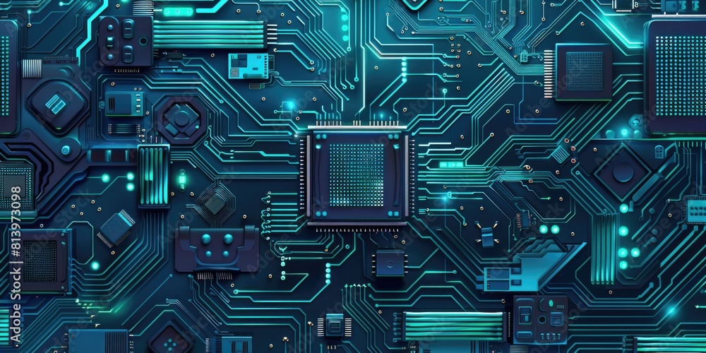 Detailed view of a computer circuit board. Suitable for technology concepts Detailed view of a computer circuit board. Suitable for technology concepts
