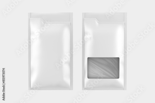 Pouch bags mockup isolated on white background. Can be use for template your design, presentation, promo, ad.3d illustration