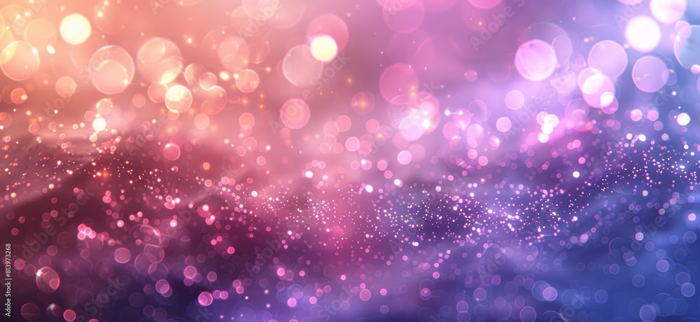 A soft pastel bokeh background with an array of sparkling lights in shades of lavender, pink and white A soft pastel bokeh background with an array of sparkling lights in shades of lavender, pink and white
