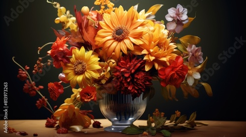 Wallpaper Mural amazing autumn flowers in glass vase Torontodigital.ca
