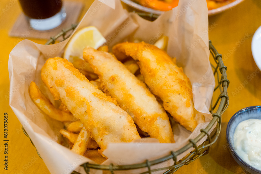 Traditional english dish fish and chips Traditional english dish fish and chips