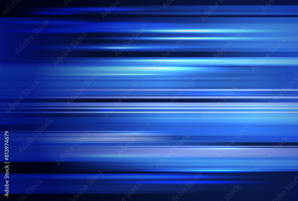 Fototapeta premium High speed light lines vector background, blue dynamic motion, trails with motion blur effect, high speed movement