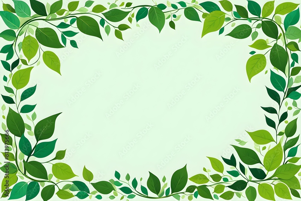 A backdrop of fresh natural foliage forms the frame. The center is empty, suitable for placing text A backdrop of fresh natural foliage forms the frame. The center is empty, suitable for placing text