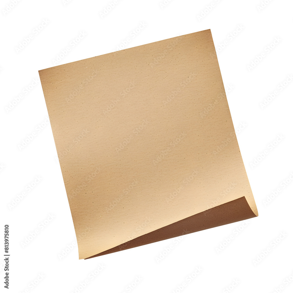 Blank sheet of textured brown paper with folded corners isolated on transparent background png file Blank sheet of textured brown paper with folded corners isolated on transparent background png file
