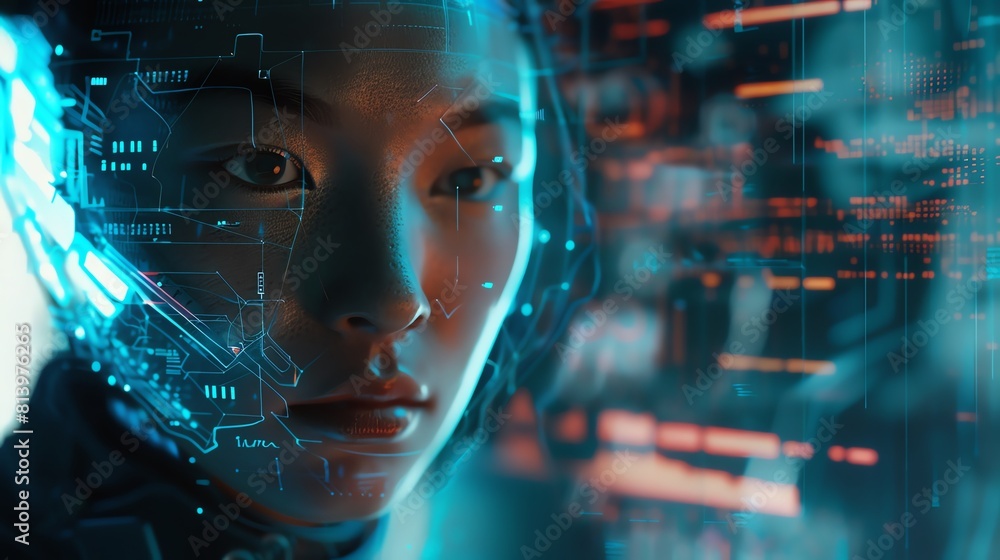 AI engineer coding in holographic interface, futuristic lab, cool tones, closeup, hightech thriller style AI engineer coding in holographic interface, futuristic lab, cool tones, closeup, hightech thriller style