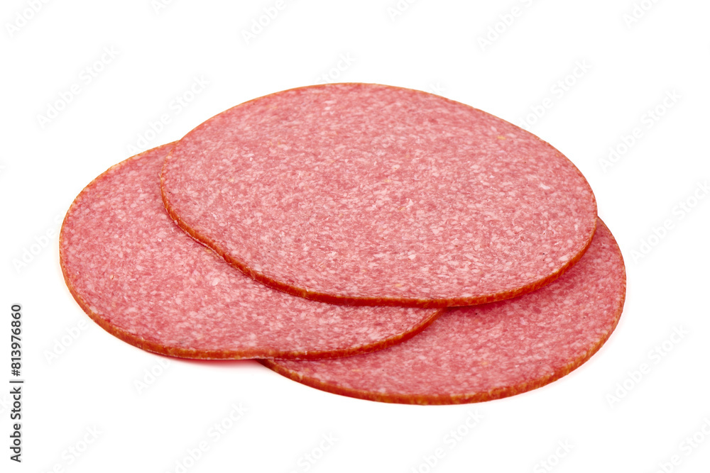 Salami smoked sausage, isolated on white background. High resolution image Salami smoked sausage, isolated on white background. High resolution image
