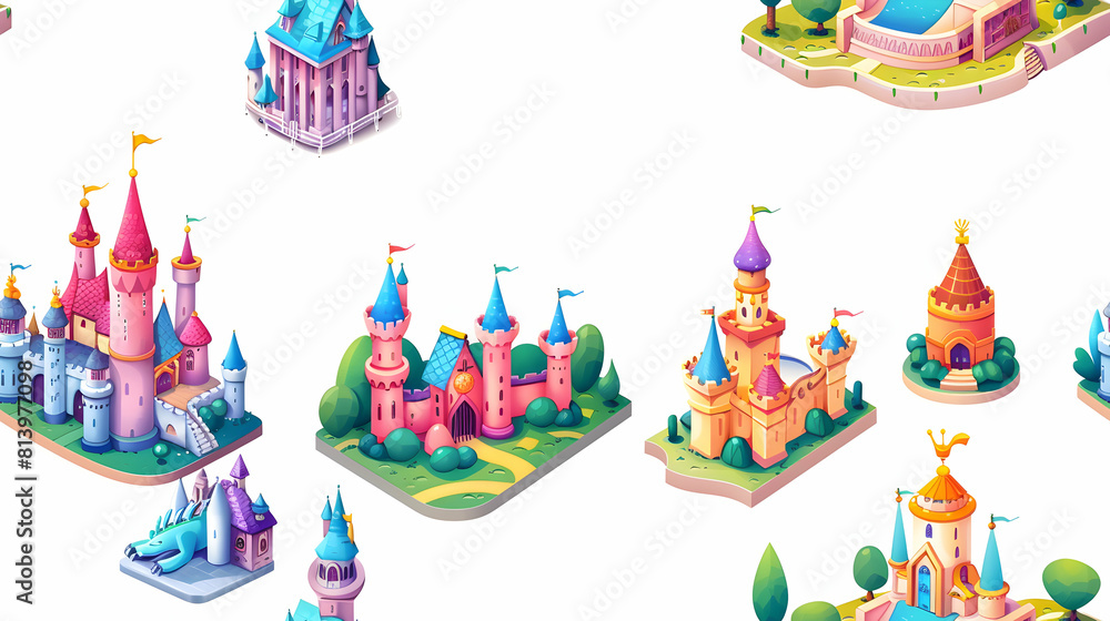 Enchanting Fairytale Dream Tiles   Featuring Castles, Dragons, and Magical Landscapes for Children s Imagination