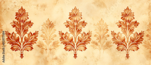 Antique textured wallpaper of colorful floral designs. Influenced by medieval tapestries. Vibrant resource background.