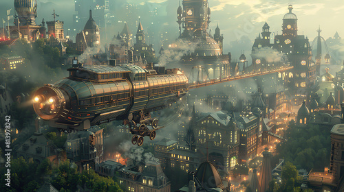 steampunk, city, Victorian, industrial, retro-futuristic, gears, machinery, fantasy, brass, steam-powered, technology, clockwork, vintage, mechanical, urban, dystopian, alternative history, gaslight, 