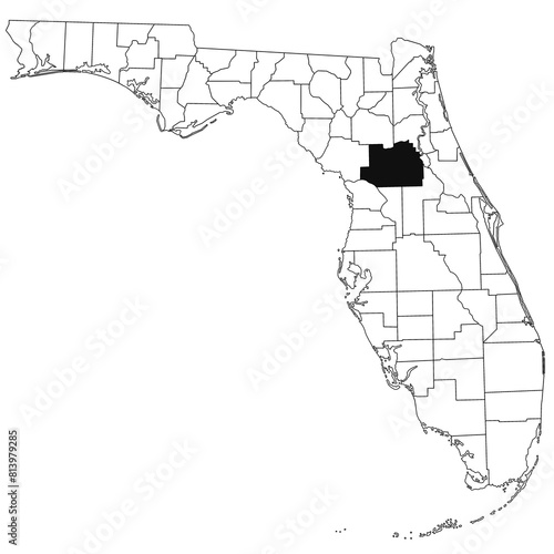 Map of Marion County in Florida state on white background. single County map highlighted by black colour on Florida map. UNITED STATES, US