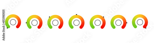 Collection of Color Speedometer Icons. Flat Design Vector Illustrations