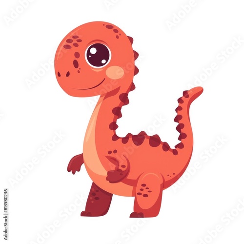 An adorable flat-style illustration of a little dinosaur