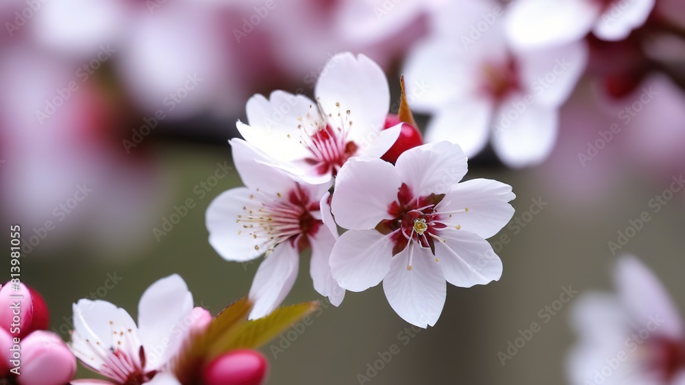 Fototapeta premium cherry blossom in spring, sakura flowers on blue sky background