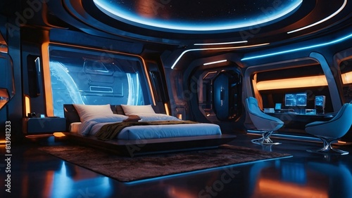 futuristic bedroom interior and decoration idea © Ummu