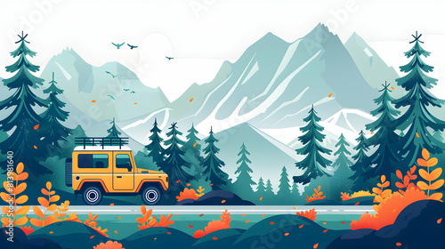 Off Duty Driver Exploring Nature: A Peaceful Escape Illustration