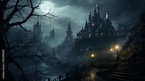 Delve into the eerie depths of architectural wonders with an eye-level view of a haunted castle