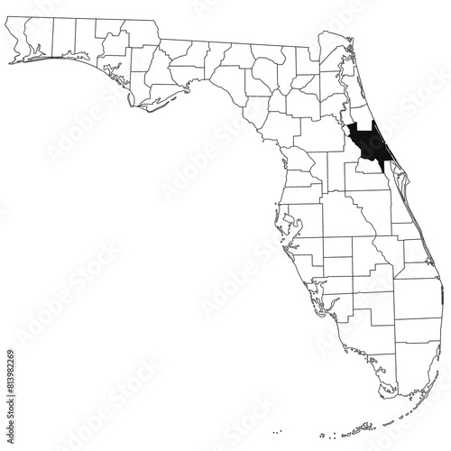 Map of Volusia County in Florida state on white background. single County map highlighted by black colour on Florida map. UNITED STATES, US photo