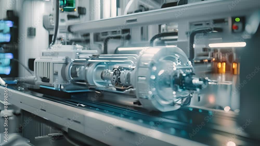 Detailed view of a machine in operation within a factory setting, showcasing industrial equipment and manufacturing processes. Detailed view of a machine in operation within a factory setting, showcasing industrial equipment and manufacturing processes.