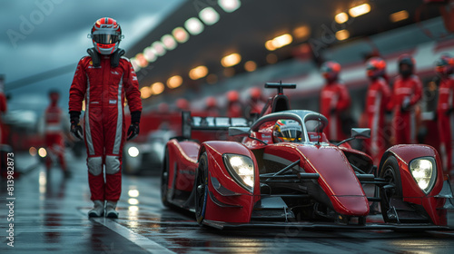 Motorsport pit crew in action