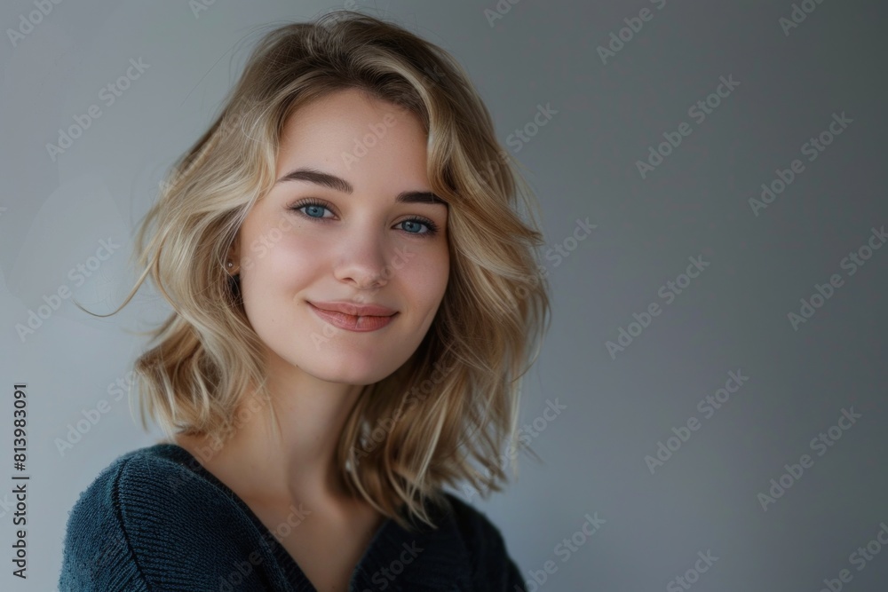 Fototapeta premium A woman with blonde hair and blue eyes