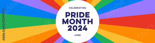 Pride Banner Design Vector with LGBTQ Pride Flag Colored Background. Rainbow Stripes Abstract Background Banner for Gay Pride Month.