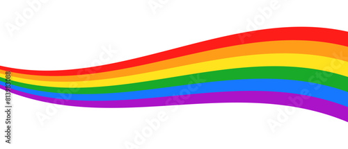 LGBT Pride Flag Wave Background. Pride Flag Design Element. LGBTQ Gay Pride Rainbow Flag Illustration. Vector Banner Template for Pride Month