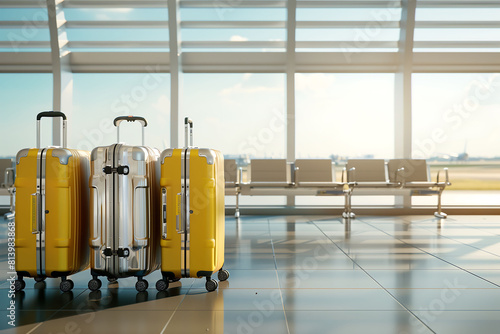 Elegant Luggage at Modern Airport Terminal