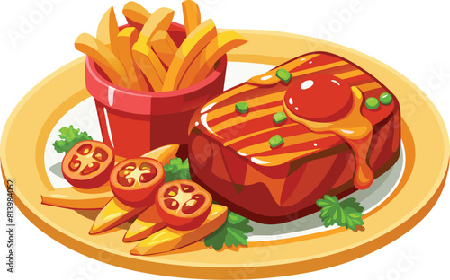 beef steak vector flat illustration